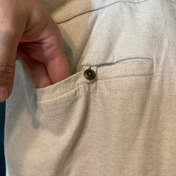 Cathy Daniels Linen Blend Beige Cream Capri High Rise Cropped Ankle Pants - Picture 10 of 11